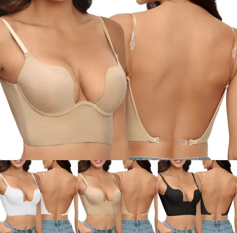 Plunge Backless Corset Bra - Demuura
