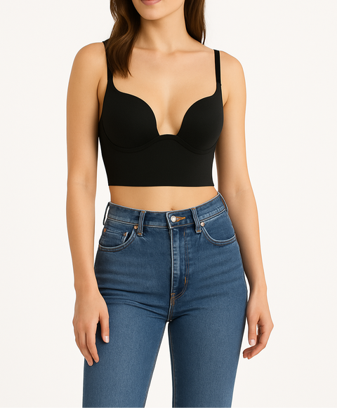 Plunge Backless Corset Bra - Demuura